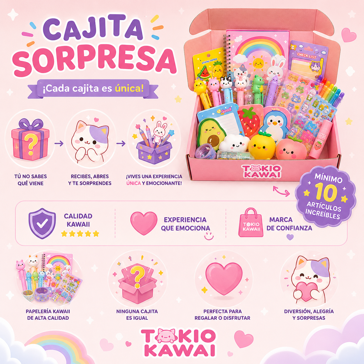 Cajita Sorpresa de Papelería Kawaii🌈✂️